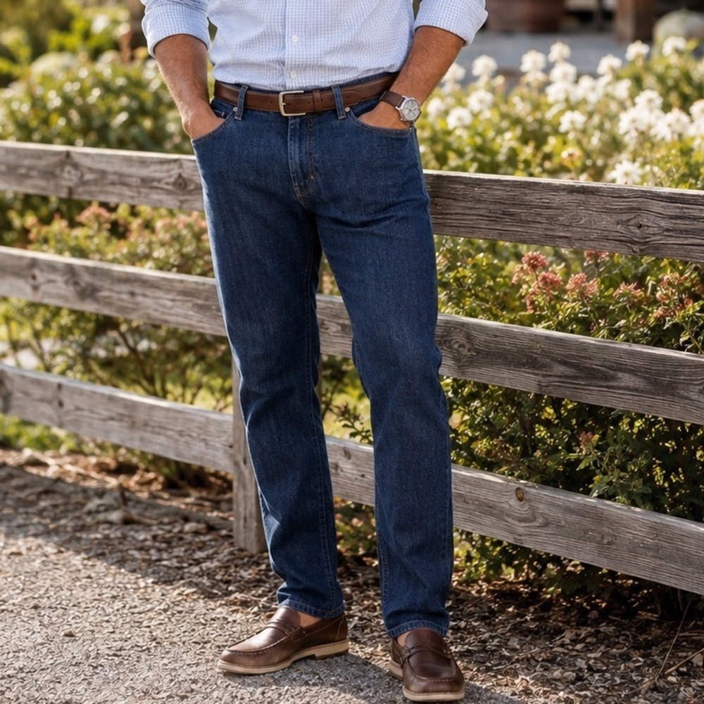 Peter Millar Mens Dark Wash Straight Leg Stretch Denim Jeans Blue Size 38‎